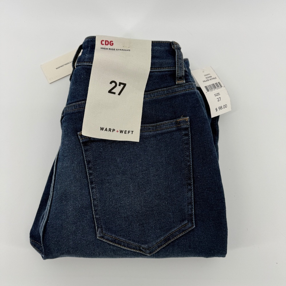 Warp + Weft CDG High Rise Straight‎ Jeans Palais Royale Blue Denim 27 NEW